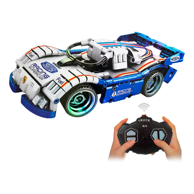 CARRO ARMABLE CONTROL REMOTO 320 Piezas Modelo Porsche Azul 6 Anios o mas