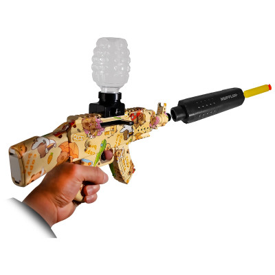 PISTOLA AK-47 BALINES GEL G757-SK CON SILENCIADOR RECARGABLE AUTOMATICO