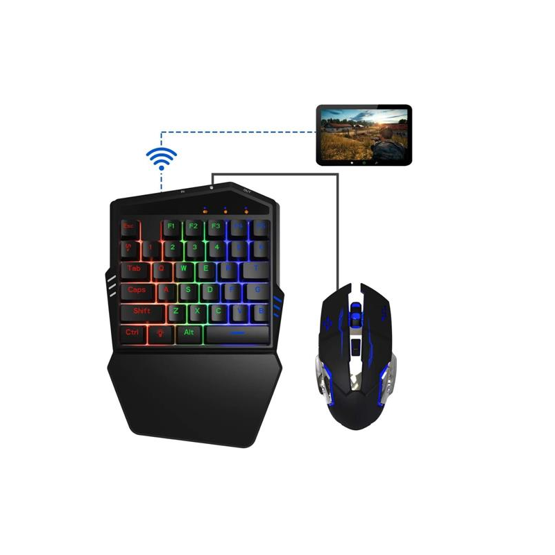 Teclado y mouse Combo 4 en 1 para Juegos Móviles Inalámbricos