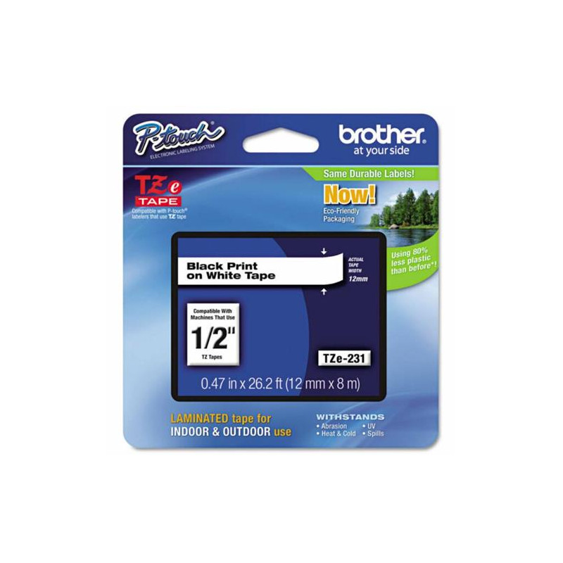 Cinta de 12 mm  para etiquetadora Brother WHITE  TAPE (12MM) TZe-231