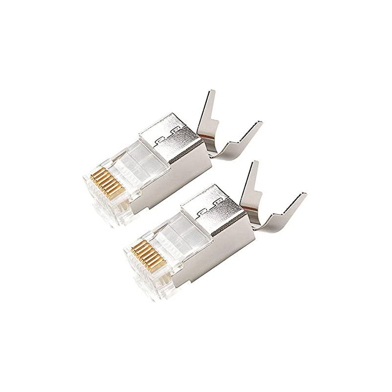 CONECTOR RJ45 CAT5E BLINDADO 30 MICRAS  CAJA 100 UNIDADES