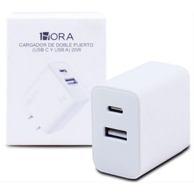 CARGADOR 1Hora Gar161 (USB C Y USB A) 20W