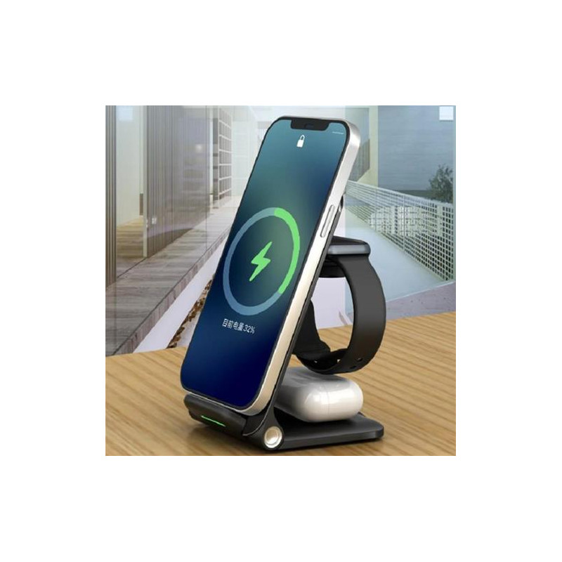 CARGADOR WIRELESS 3 EN 1 TELEFONO-AUDIFONOS-RELOJ