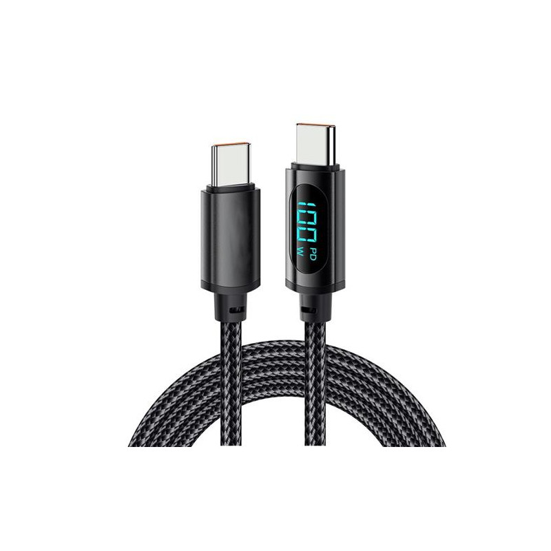 Cable Extreme Speed Series C To C PD 60W Metal Woven Fast Cable With Digital Display (1.2M)