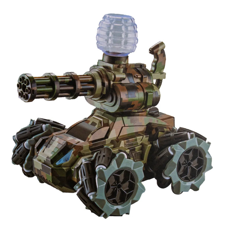 CARRO BLINDADO COLOR CAMUFLAJE CON CANON DE AGUA CONTROL REMOTO 2.4Hz.