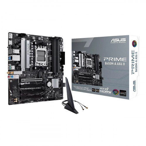 MBO ASUS PRIME B650M-A  AX6 II  AM5 AMD-9000 4DDR5 HDMI DP 3M.2 11USB PCIe5.0 mATX