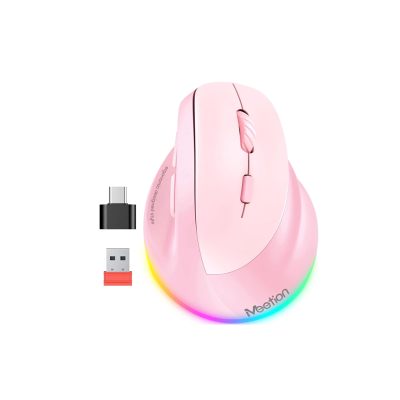 MOUSE WIRELESS ERGONOMICO MT-BTM010R ROSADO MEETION