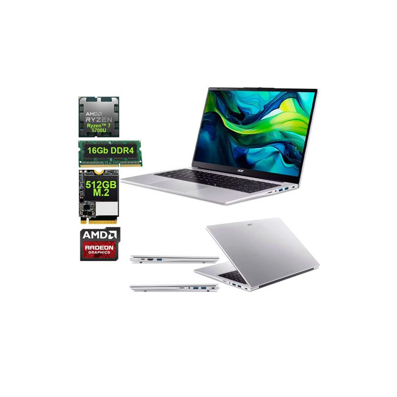 Acer Aspire Lite AL15-41P-R27P AMD Ryzen 7 5700U ALM 512Gb RAM 16GB DDR4 15.6 Pulgadas
