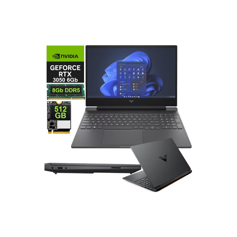HP Victus 15-fb3019la AMD ryzen 7 7445HS ALM 512Gb RAM 8Gb DDR5 Nvidia GeForce RTX 3050 6Gb 15.6 Pulgadas (Laptop)