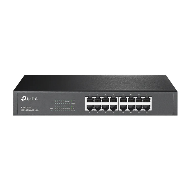 SWITCH TP-LINK 16PORT GIGABIT RJ45 GIGABIT 10-100-1000MBPS RACK-MOUNTABLE NEGRO