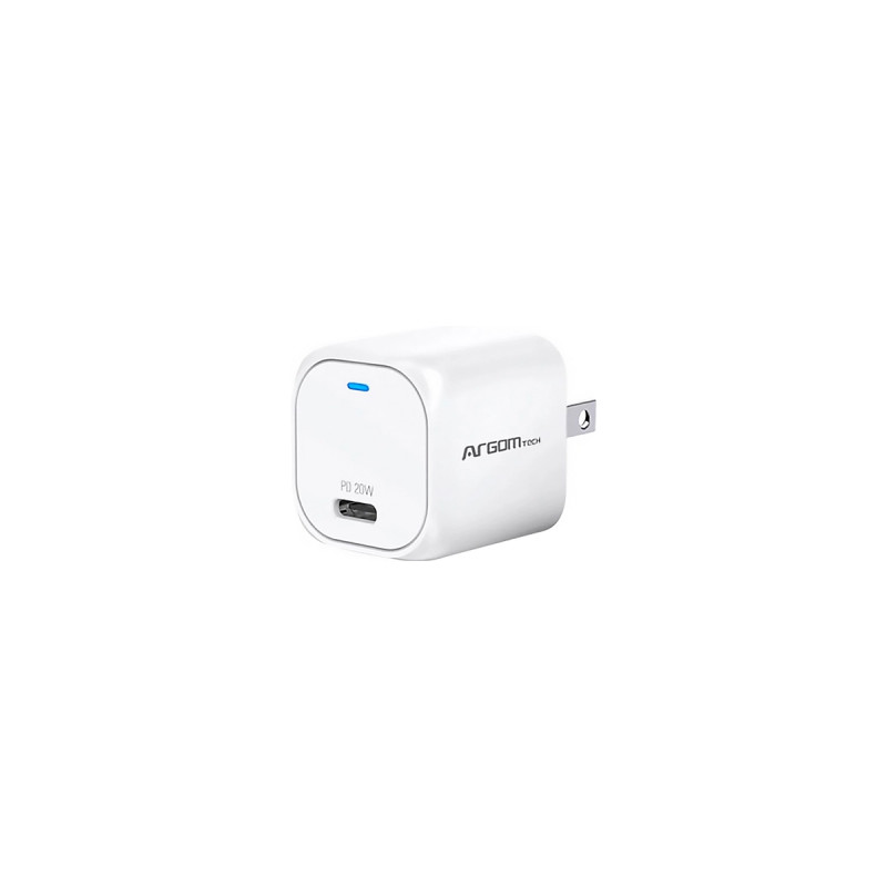 WALL CHARGER ARGOM 20W CARGA RAPIDA CONECTOR NANO TYPE-C INDICADOR LED BLANCO
