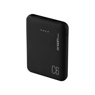 POWER BANK ARGOM 6000 ARG-PB-1136 WITH CABLE NEGRO