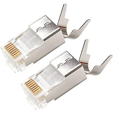 CONECTOR RJ45 CAT5E BLINDADO 30 MICRAS  CAJA 100 UNIDADES