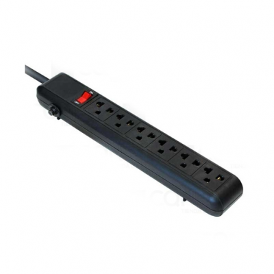 Regleta Spartan 110/220v 6 Puertos Nema Universales + 2 Usb Negra