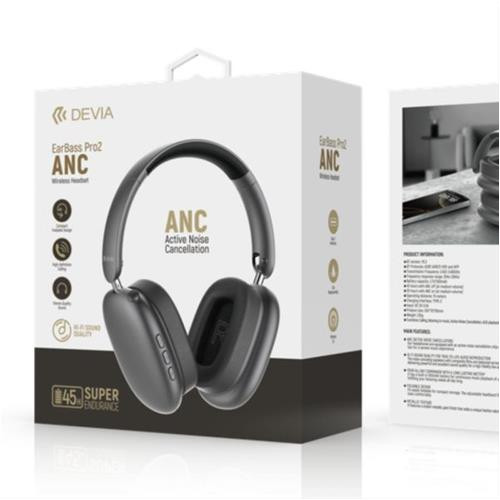 Audífonos Devia EarBass Pro2 ANC  (Headset Wireless) PLATEADO