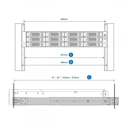 Rail Kit QNAP for 2 RU Rackmount Models