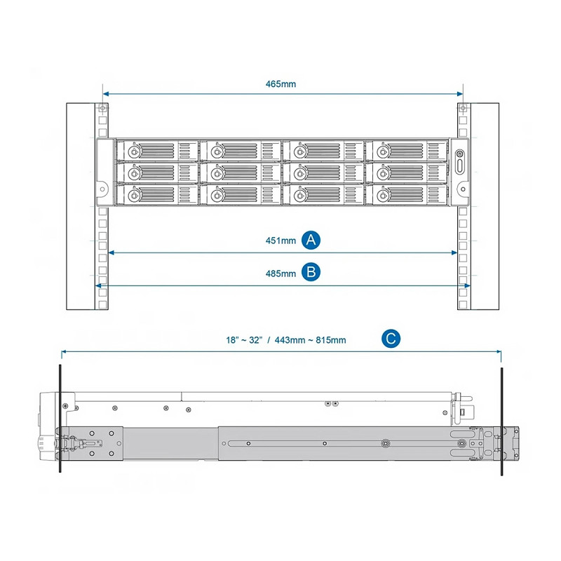 Rail Kit QNAP for 2 RU Rackmount Models