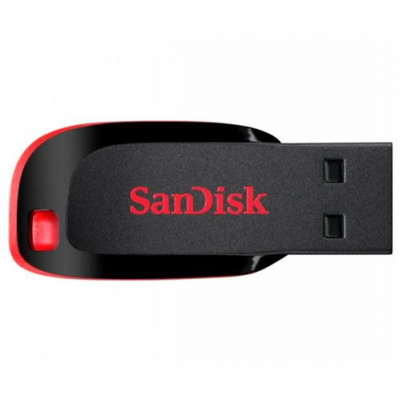 Flash Memory Sandisk 32gb Cruzer Blade Usb Negro-Rojo