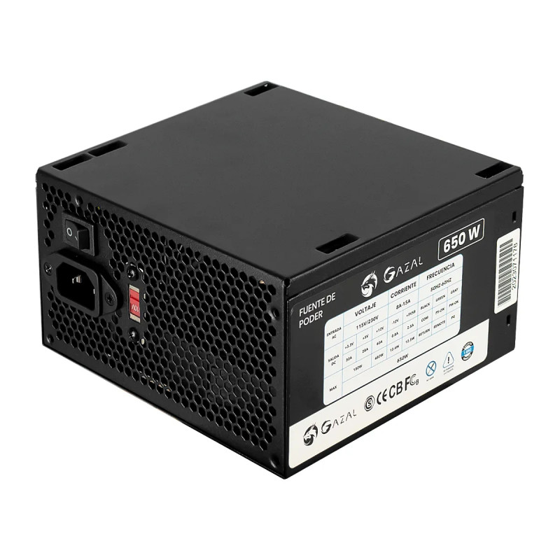 FUENTE DE PODER GAZAL ATX-650W/100V-220V/24 PINES/50-60HZ INCLUYE CABLE DE PODER