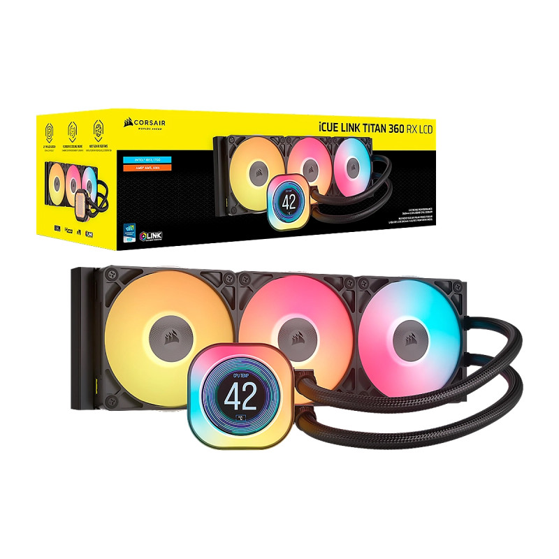 COOLER CORSAIR ICUE LINK TITAN 360 RX LCD Liquid CPU for Intel 1851 AMD-AM5