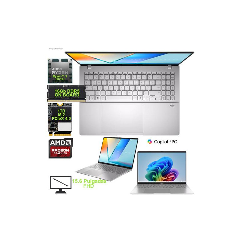 f-LAPTOP ASUS M3607H AMD R9-270 4.0GHZ ALM 1TB RAM 16GB DDR5(on board) 15.6 pulgadas- Laptop