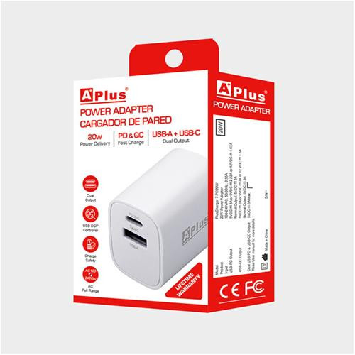 POWER ADAPTER APLUS 7-PD20W  20W ENTREDA C Y USB