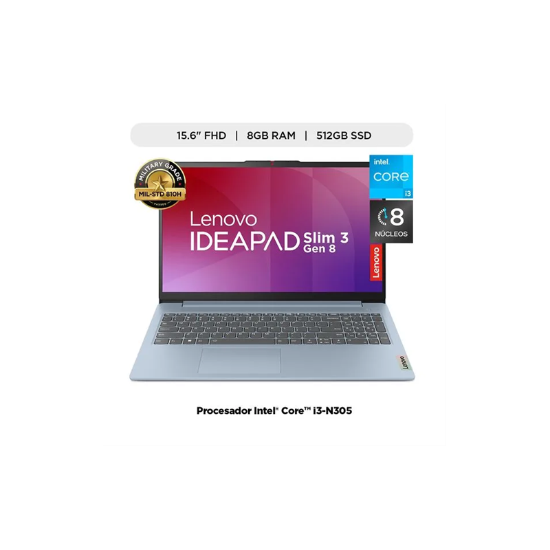 f-LAPTOP LAPTOP LENOVO IP SLIM 3 15IAN8 CORE I3 N305 ALM 512GB RAM 8GB 15.6 PULGADAS FHD