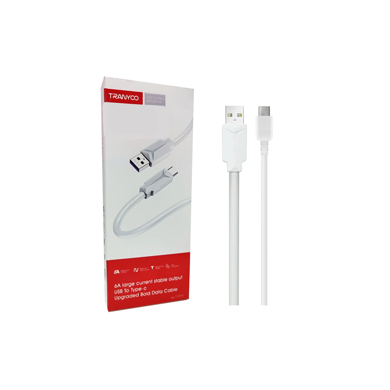 CABLE DE CARGA RÁPIDA TIPO C/6A BLANCO SILICONA