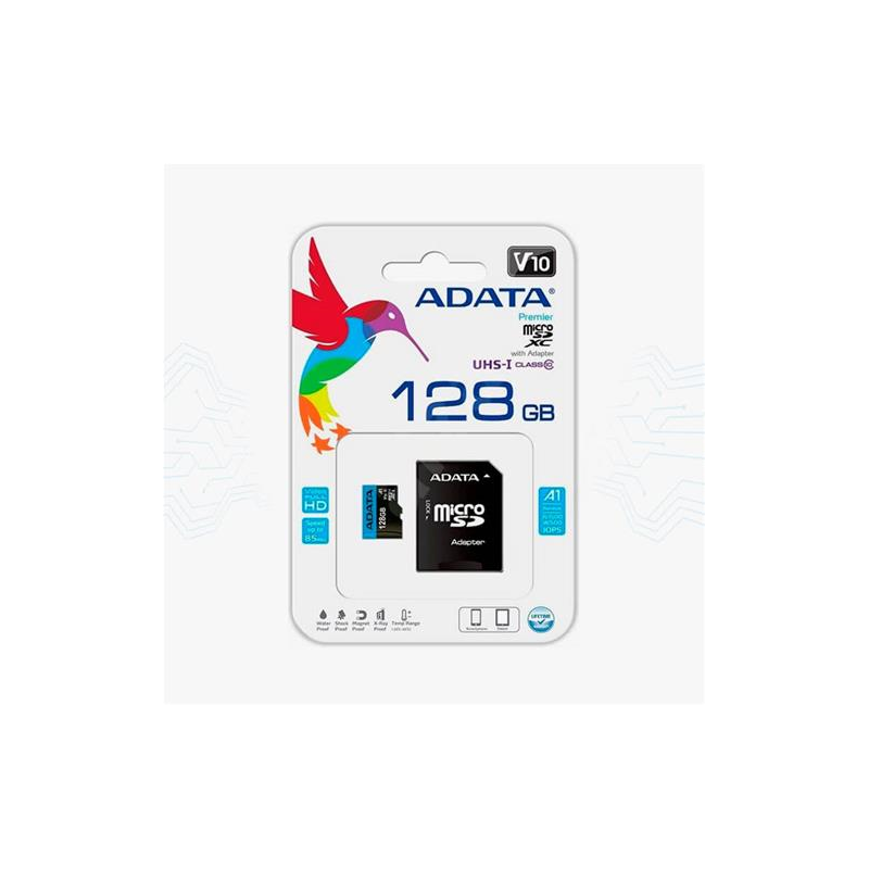 Tarjeta de memoria ADATA 128GB con  ADAPTADOR UHS-I CLASS 10