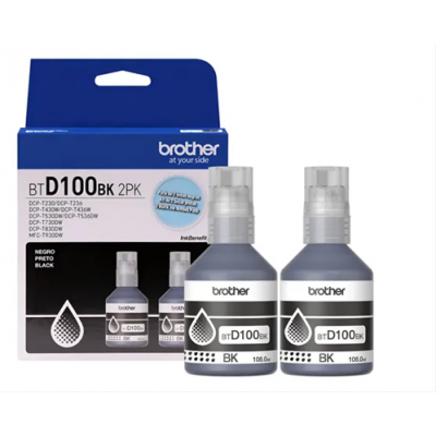 KIT BROTHER BTD100BK2PK CON 2 RECARGAS DE TINTA NEGRO