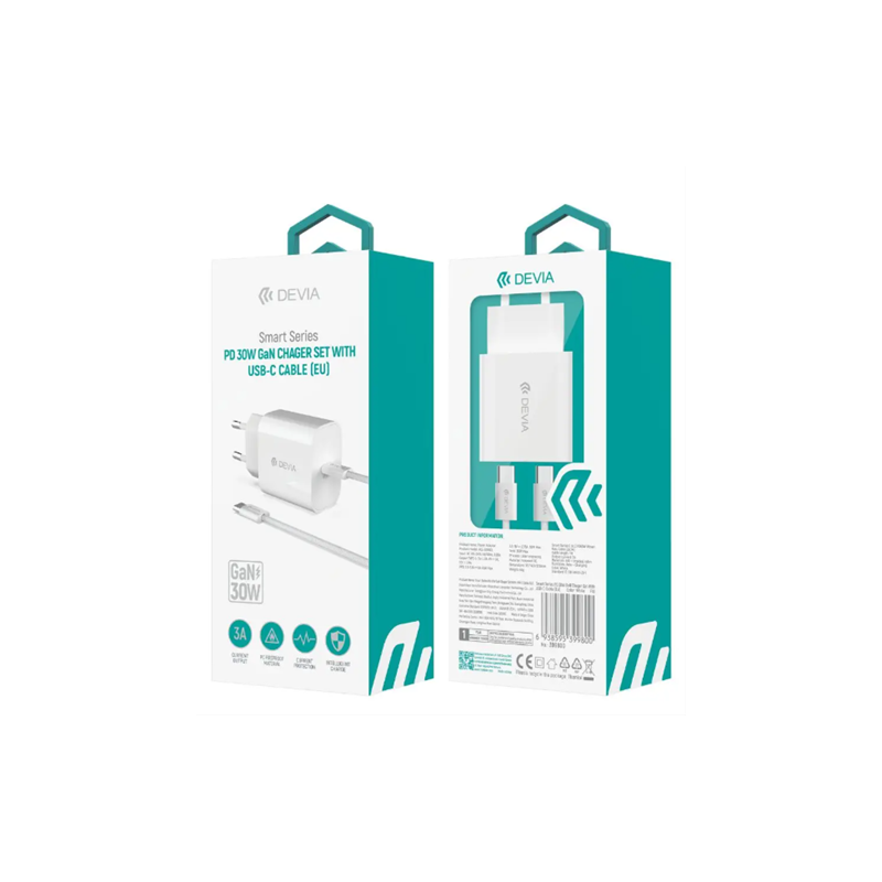 Cargador Devia Smart Series PD 30W GaN Charger Set With USB-C Cable(US)