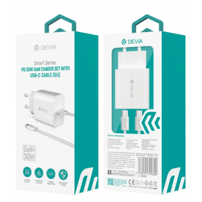 Cargador Devia Smart Series PD 30W GaN Charger Set With USB-C Cable(US)