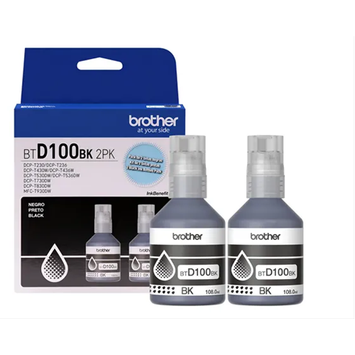 KIT BROTHER BTD100BK2PK CON 2 RECARGAS DE TINTA NEGRO 2