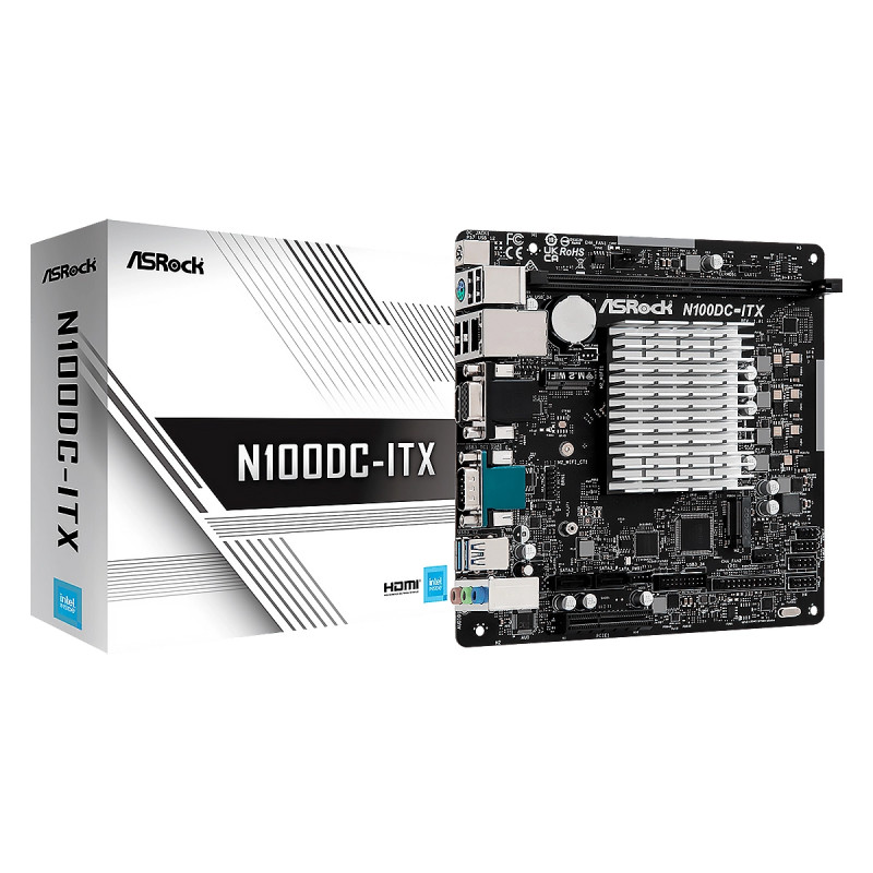 MBO ASROCK N100DC-ITX - Intel Quad-Core N100  DDR4-2-SATA3 Supports Intel Turbo Boost Mini-ITX
