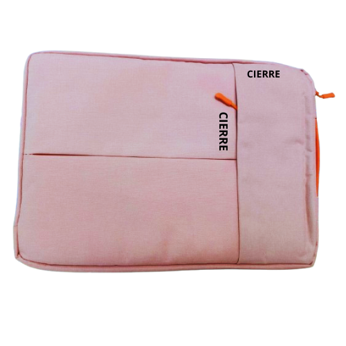 Estuche para laptop 14" Bolsillo combinado 2 cierres rosa