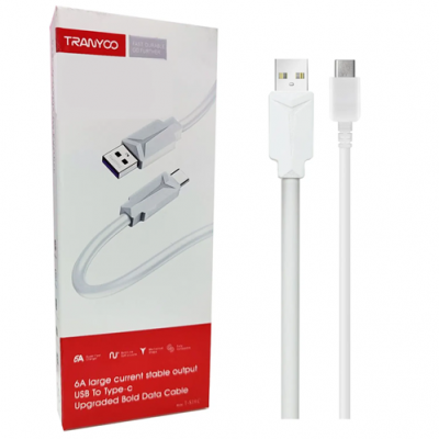 CABLE DE CARGA RÁPIDA TIPO C/6A BLANCO SILICONA