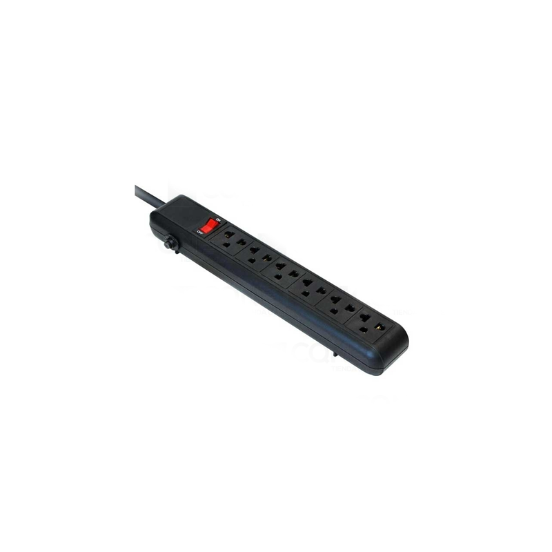 Regleta Spartan 110/220v 6 Puertos Nema Universales + 2 Usb Negra