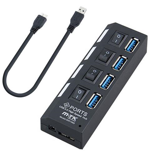 Hub 4 puertos USB 3.0 5Gbps Negro Anera