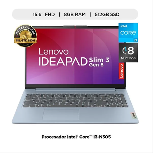 f-LAPTOP LAPTOP LENOVO IP SLIM 3 15IAN8 CORE I3 N305 ALM 512GB RAM 8GB 15.6 PULGADAS FHD 2