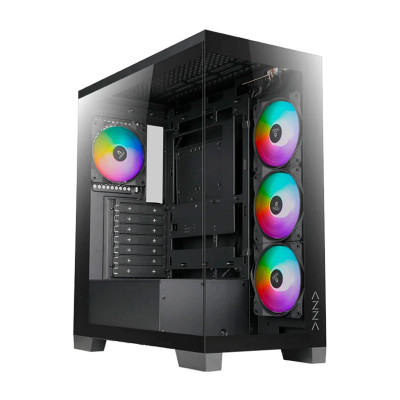 CASE AZZA  COVE AZ-570B Gaming Vidrio-Templado 7Slots 4 Ven. 2USB3.0 USB-C RGB Mid Tower Black